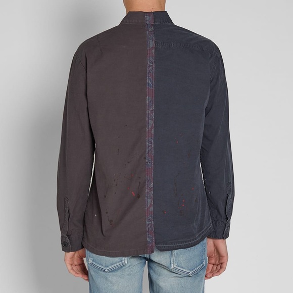 🔥 John Elliott Distorted Military Paint Splatter Shirt Washed Black - Picture 2 of 12